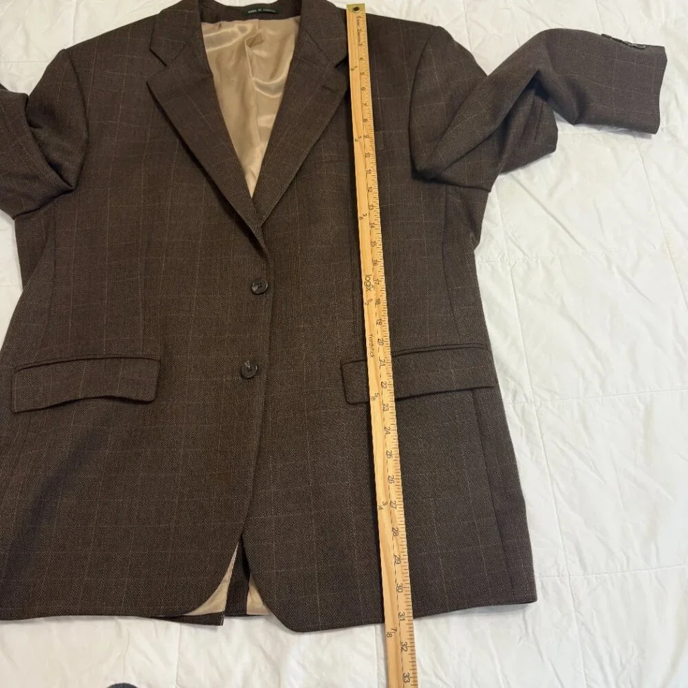 Lauren Ralph Lauren Men 43R Brown Plaid Blazer Sport Coat 100% Lambs Wool Jacket